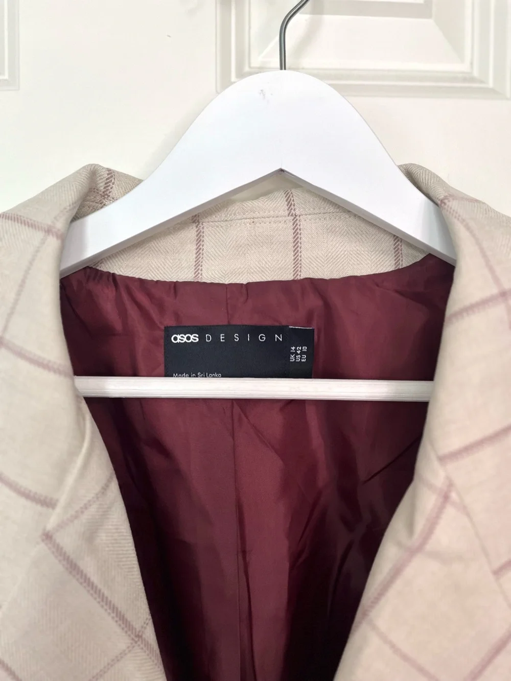 ASOS Design Grid Check Oversized Belted Dad Blazer NWOT